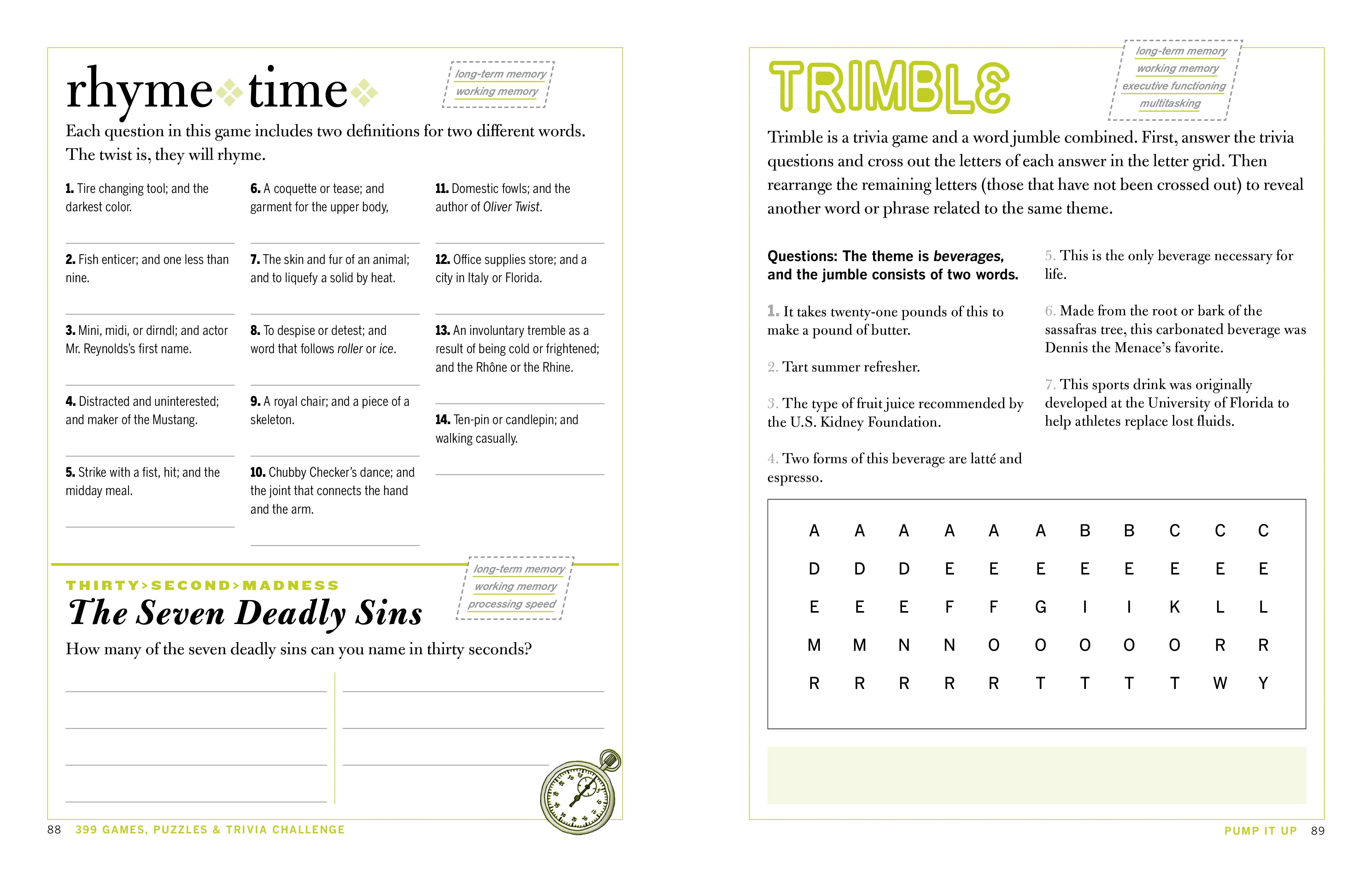 399 Games, Puzzles & Trivia Challenges Specially Designed to Keep Your Brain Young