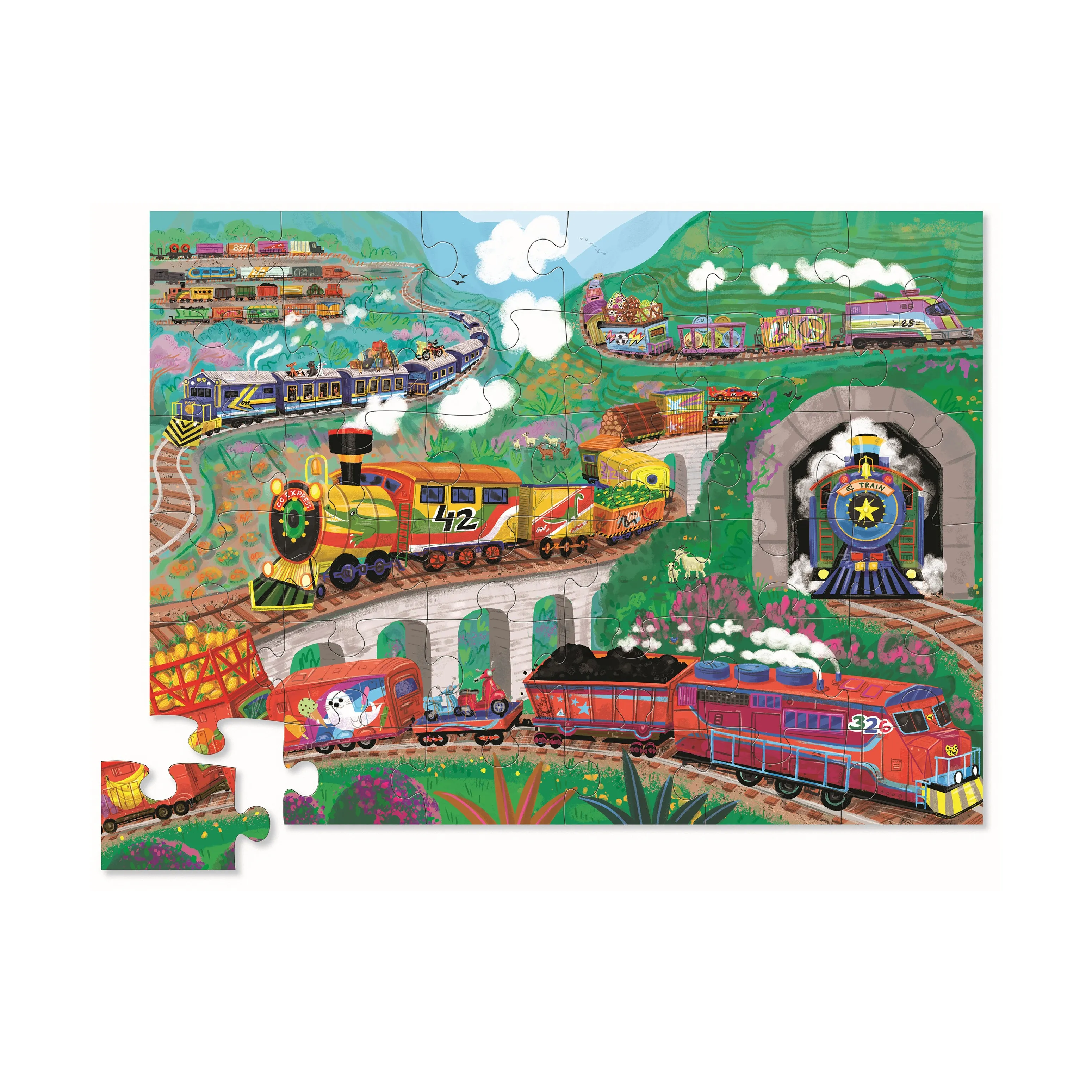 All Aboard! Vibrant Train Floor Puzzle - 36 pc