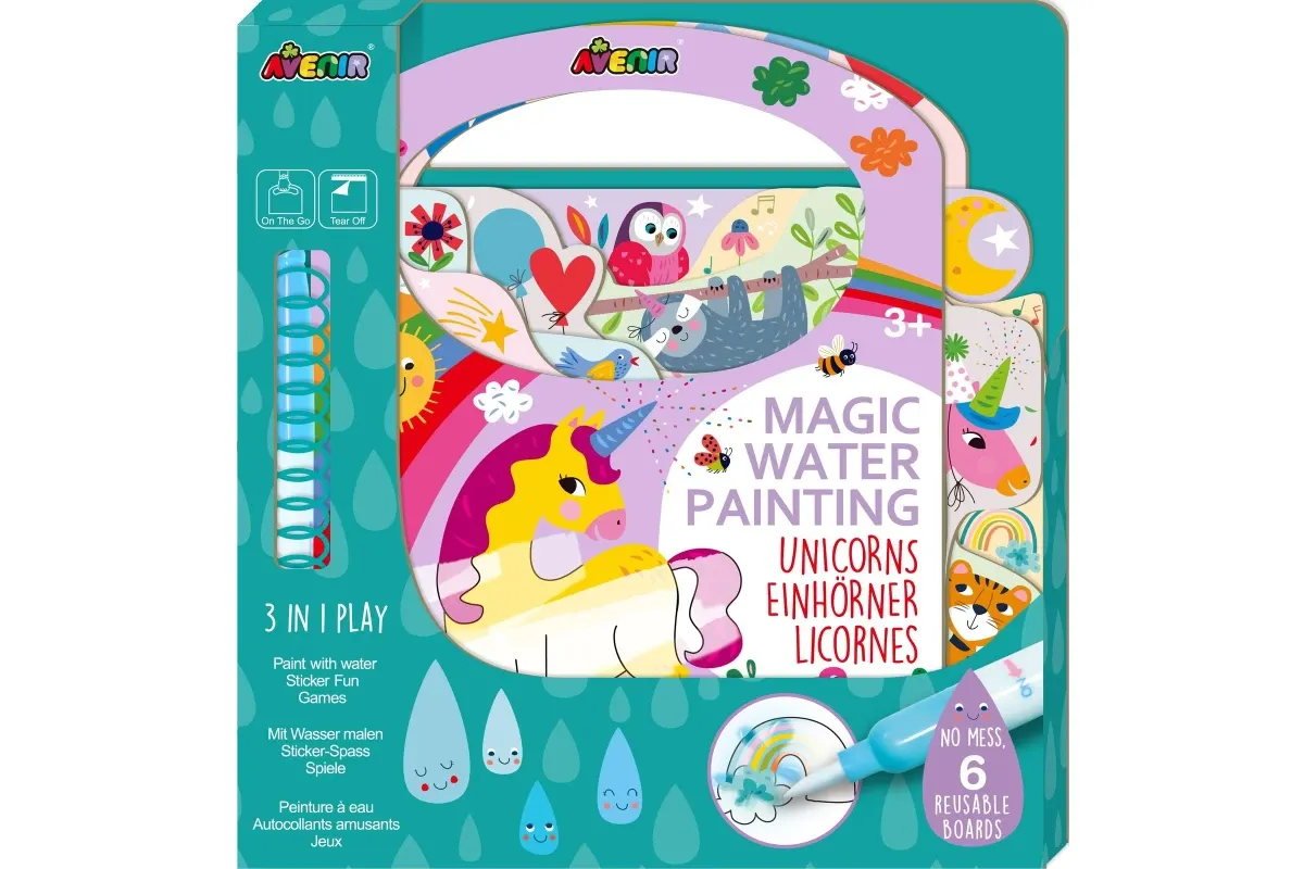 Avenir 3 In 1 Play Book Magic Water Painting Unicorns