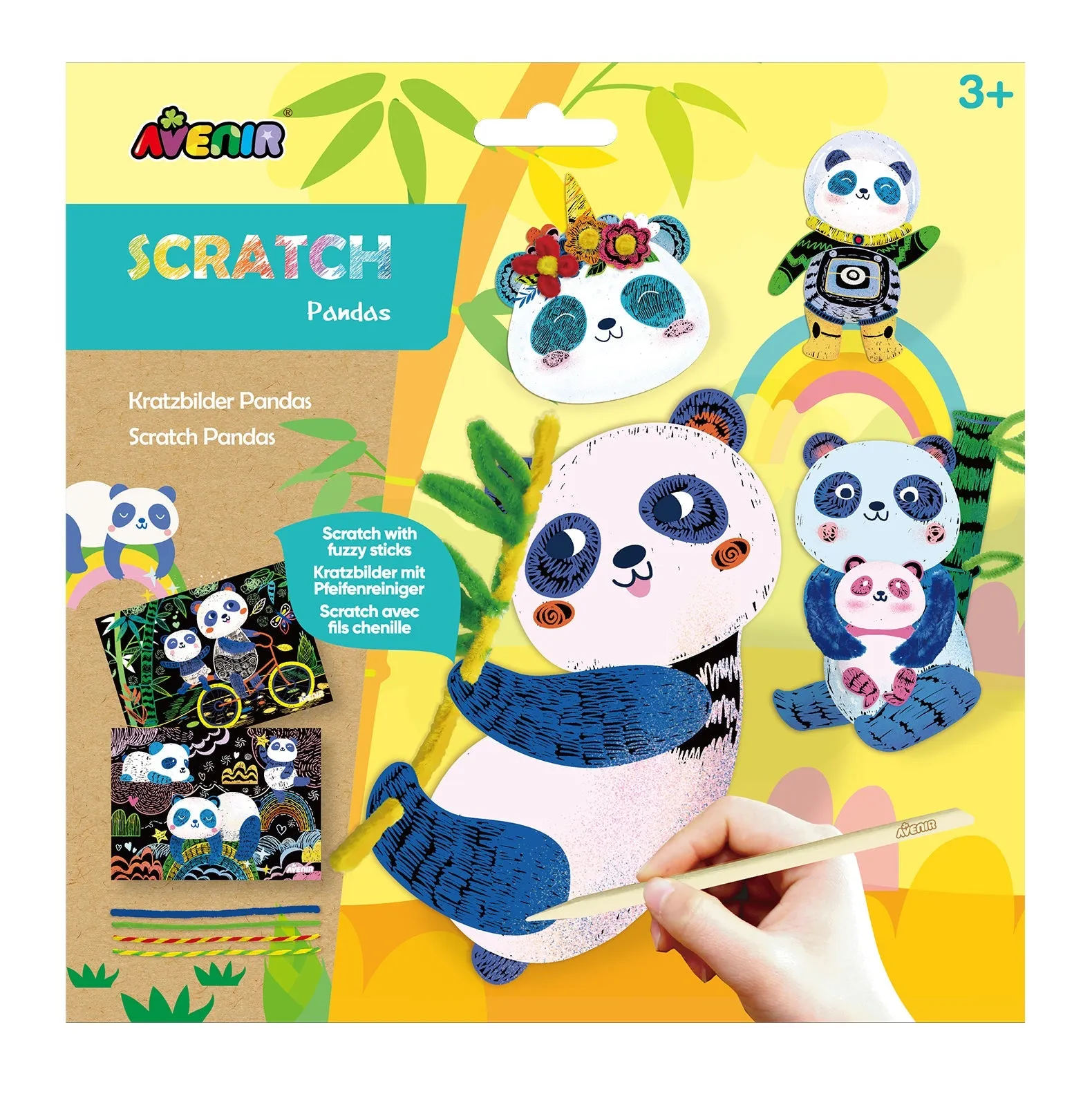 Avenir Scratch Art Fuzzy Pandas