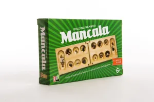 Bamboo Classic Mancala Game with Colorful Stones