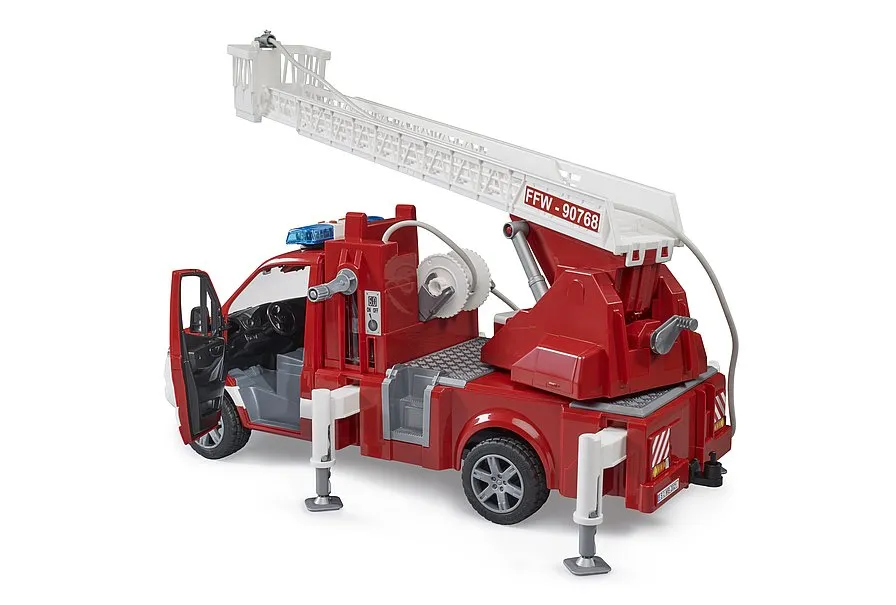Bruder 2673 MB Sprinter fire service with turntable ladder, pump and light & sound module Wise - Kids Toys