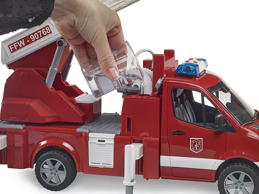 Bruder 2673 MB Sprinter fire service with turntable ladder, pump and light & sound module Wise - Kids Toys
