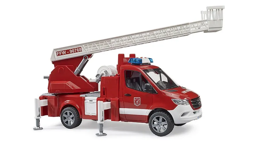 Bruder 2673 MB Sprinter fire service with turntable ladder, pump and light & sound module Wise - Kids Toys