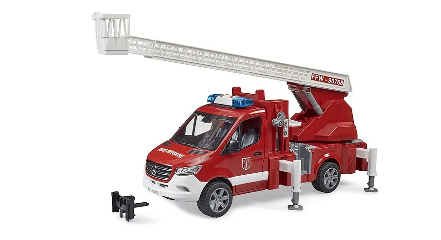 Bruder 2673 MB Sprinter fire service with turntable ladder, pump and light & sound module Wise - Kids Toys