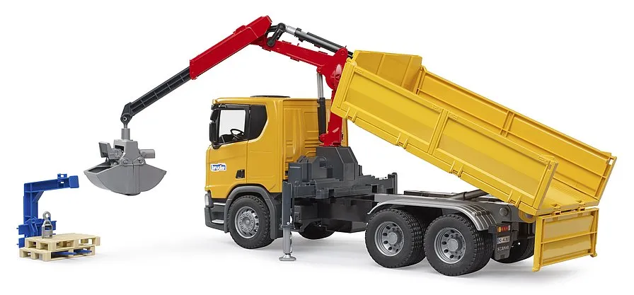 Bruder 3551 Scania Super 560R Construction truck with crane and 2 pallets Wise - Kids Toys