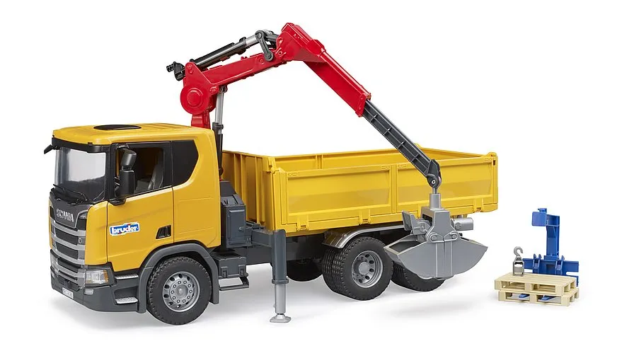 Bruder 3551 Scania Super 560R Construction truck with crane and 2 pallets Wise - Kids Toys