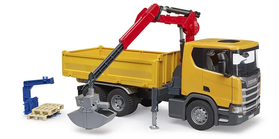 Bruder 3551 Scania Super 560R Construction truck with crane and 2 pallets Wise - Kids Toys