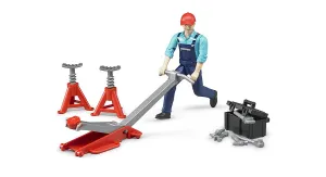 Bruder 62100 Figure-Set Garage Equipment (Mechanic,Car-jack, Tools) Wise - Kids Toys