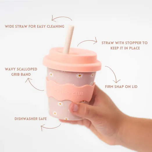 Chino Club | Baby Chino Cup 4oz   Straw | Pink Daisy