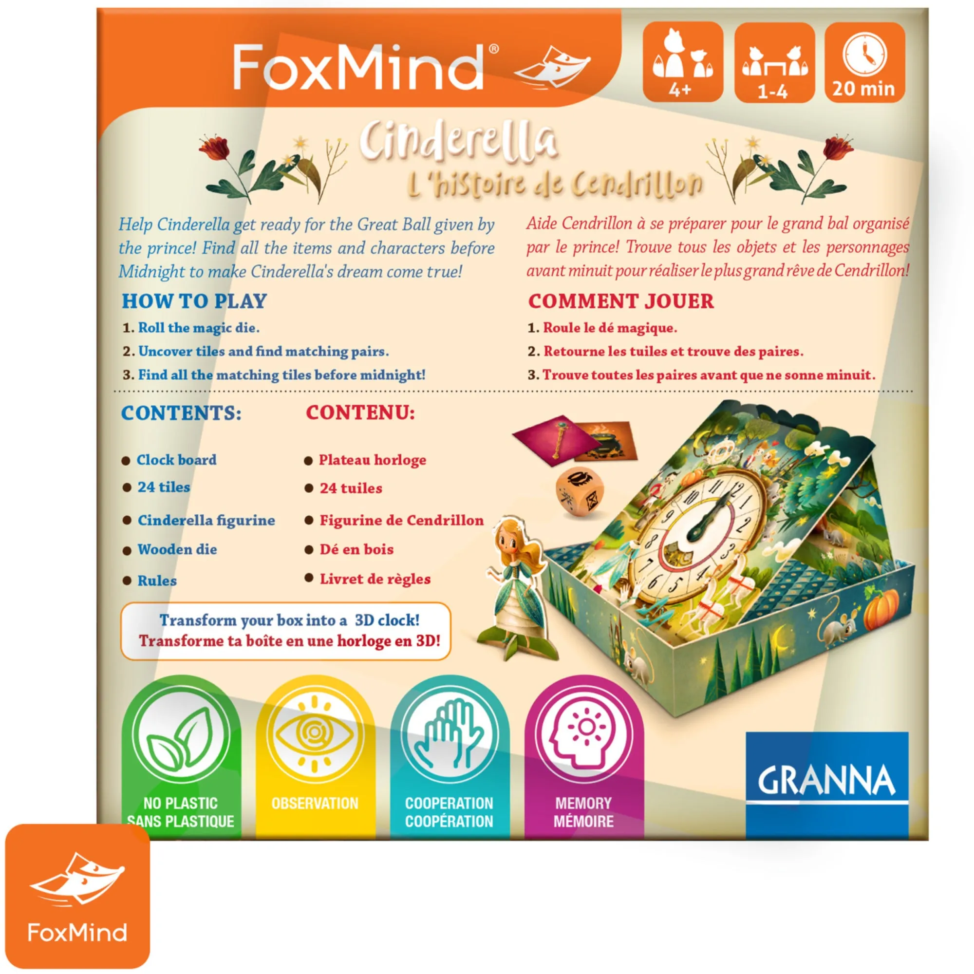 Cinderella Memory Board Game by FoxMind, Cooperative Fairytale Adventure