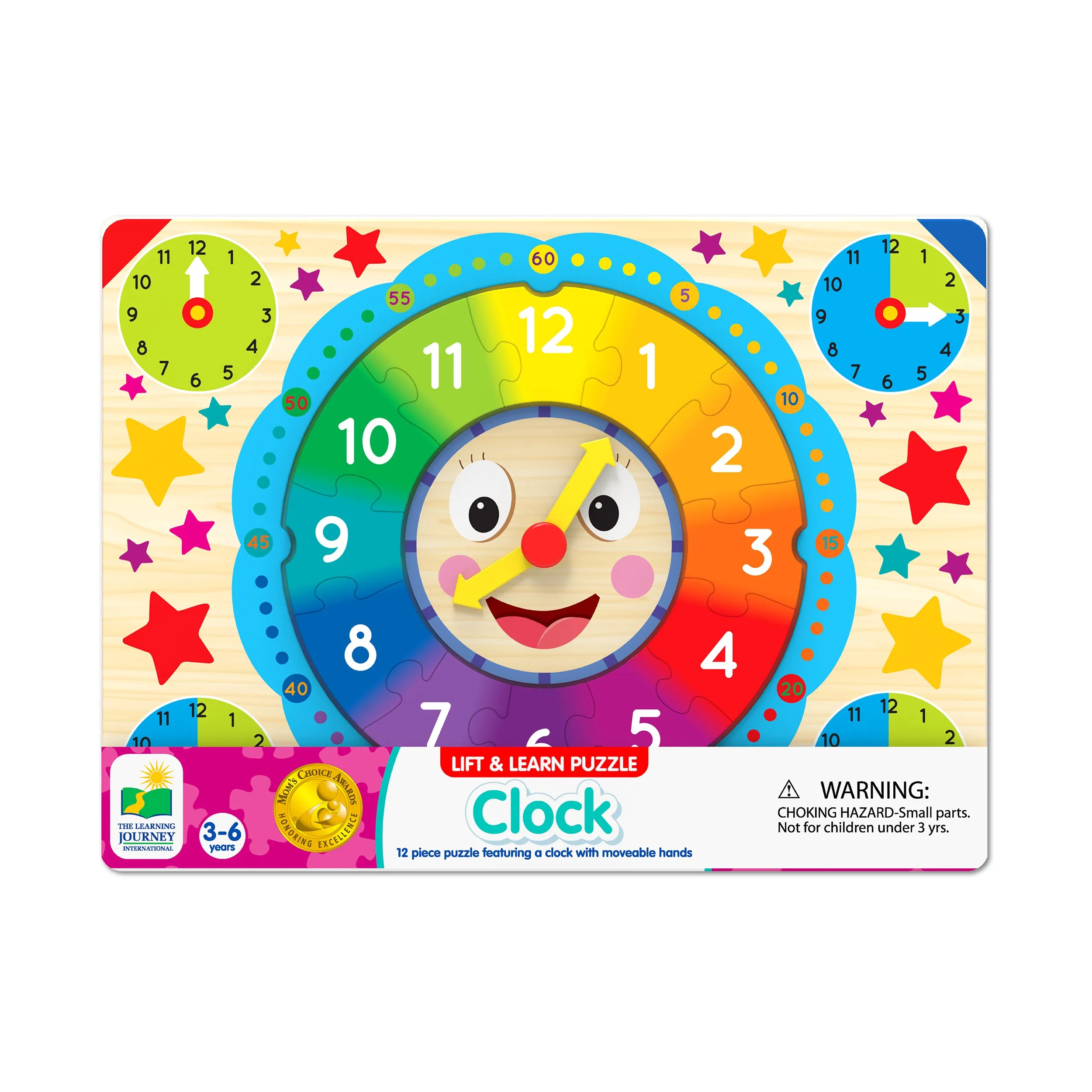 Colorful Time-Telling Lift & Learn Clock Puzzle - 12 pc