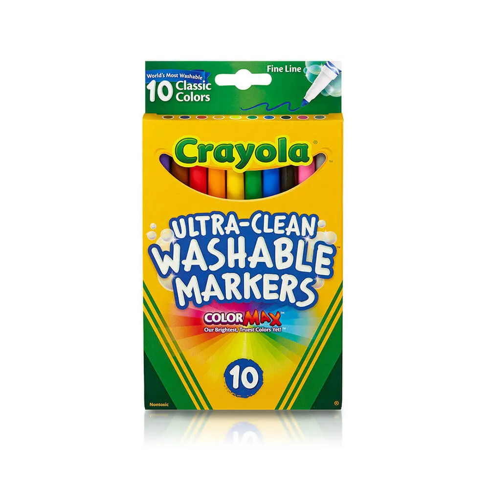 Crayola 10ct Ultra-Clean Washable Markers Fine Line Classic Colors