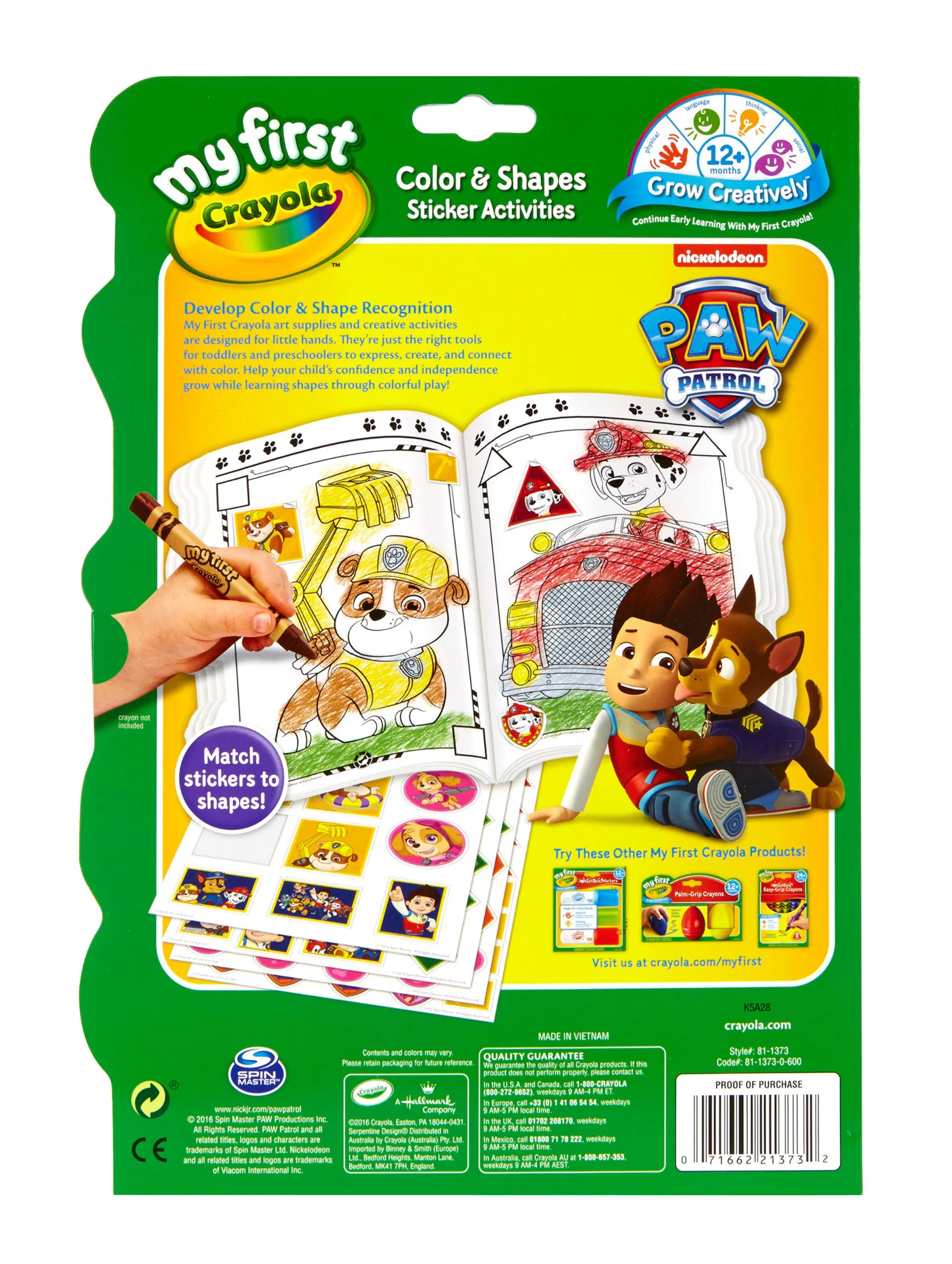 Crayola PAW Patrol My First Colour & Shapes Sticker Activity Book
