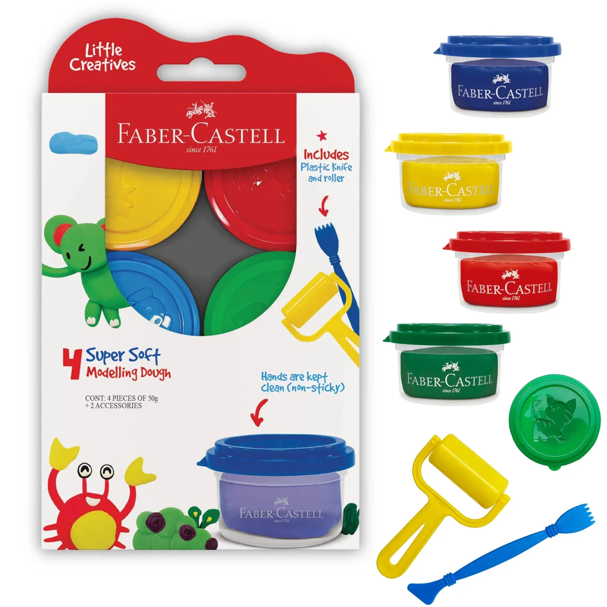 Creativity For Kids 370814 Little Creatives 4Ct Modelling Dough 50 Gm Wise - Kids Toys