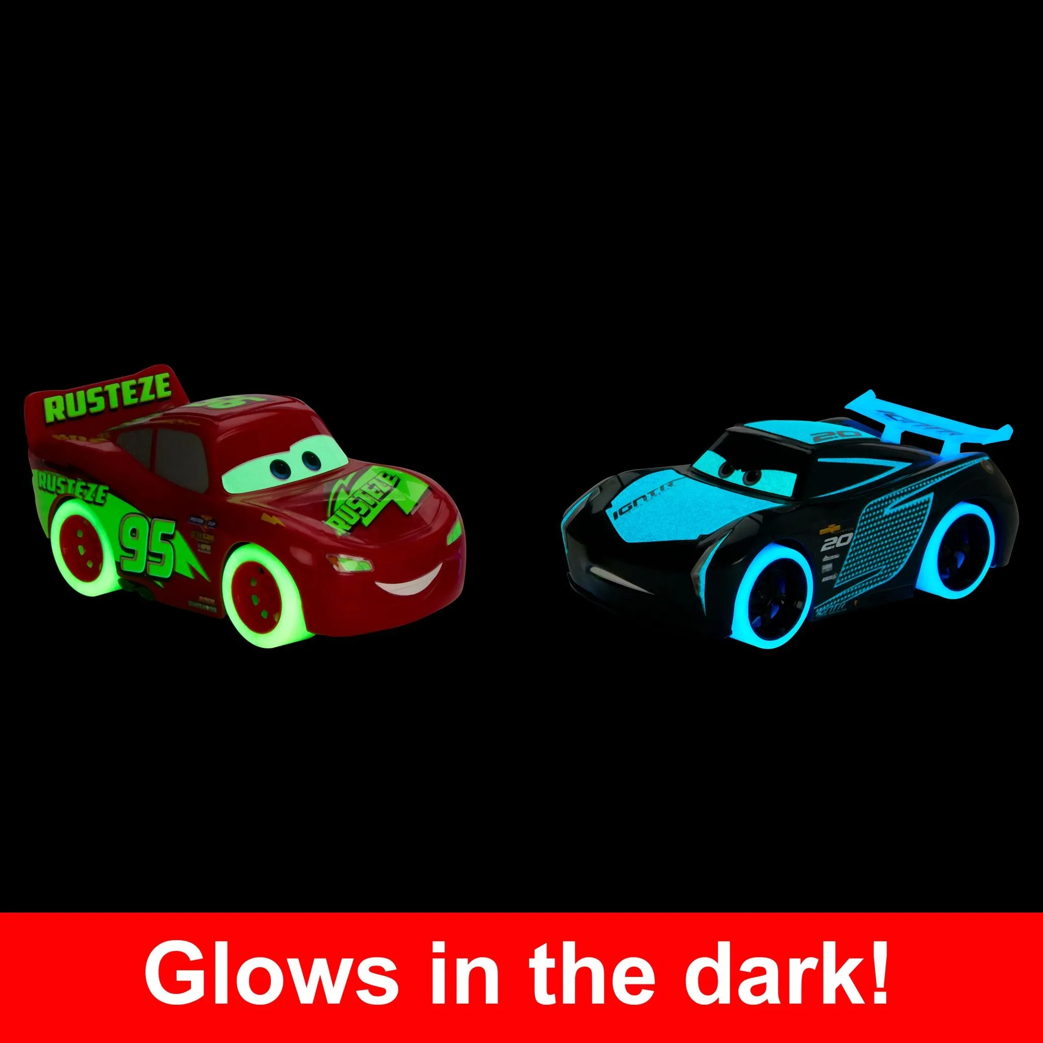 Disney Pixar Cars Glow Racers Lightning Mcqueen & Jackson Storm