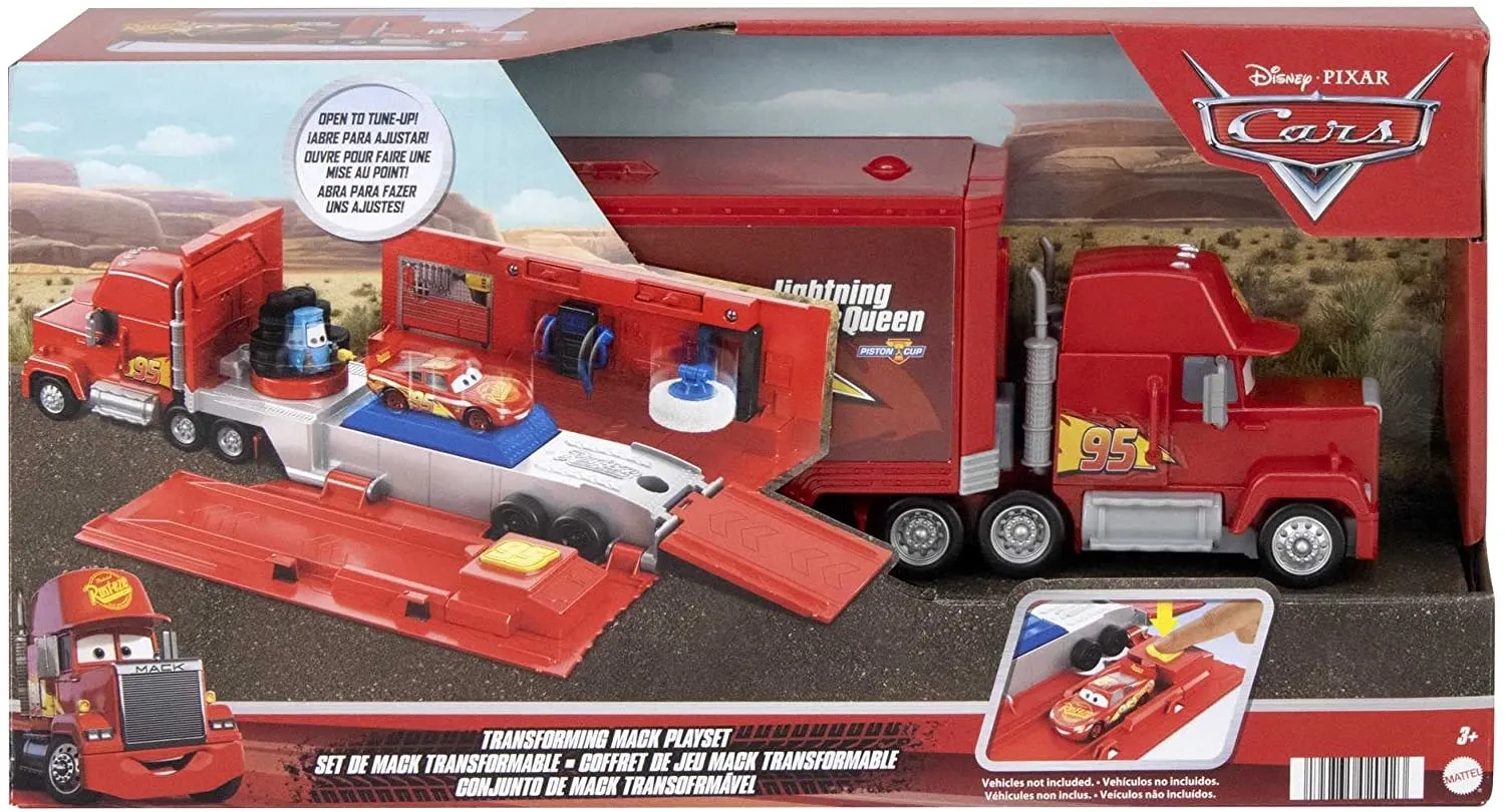 Disney Pixar Cars Transforming Mack - 2-in-1 Transporter & Tune-Up Playset for Ages 3  (HDC75)
