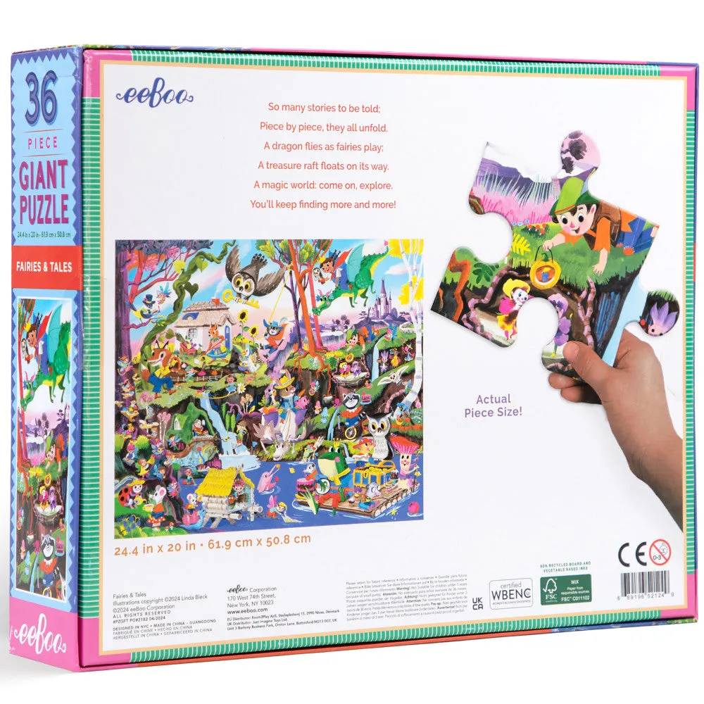 eeBoo Fairies & Tales Giant Floor Puzzle - 36 pc