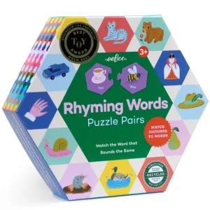 eeBoo Hexagon Puzzle Pairs - Rhyming Words - Educational Game for Kids Age 3 