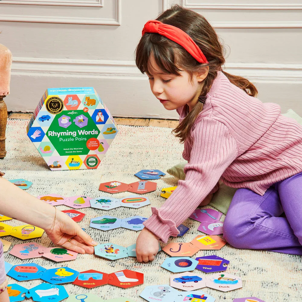 eeBoo Hexagon Puzzle Pairs - Rhyming Words - Educational Game for Kids Age 3 