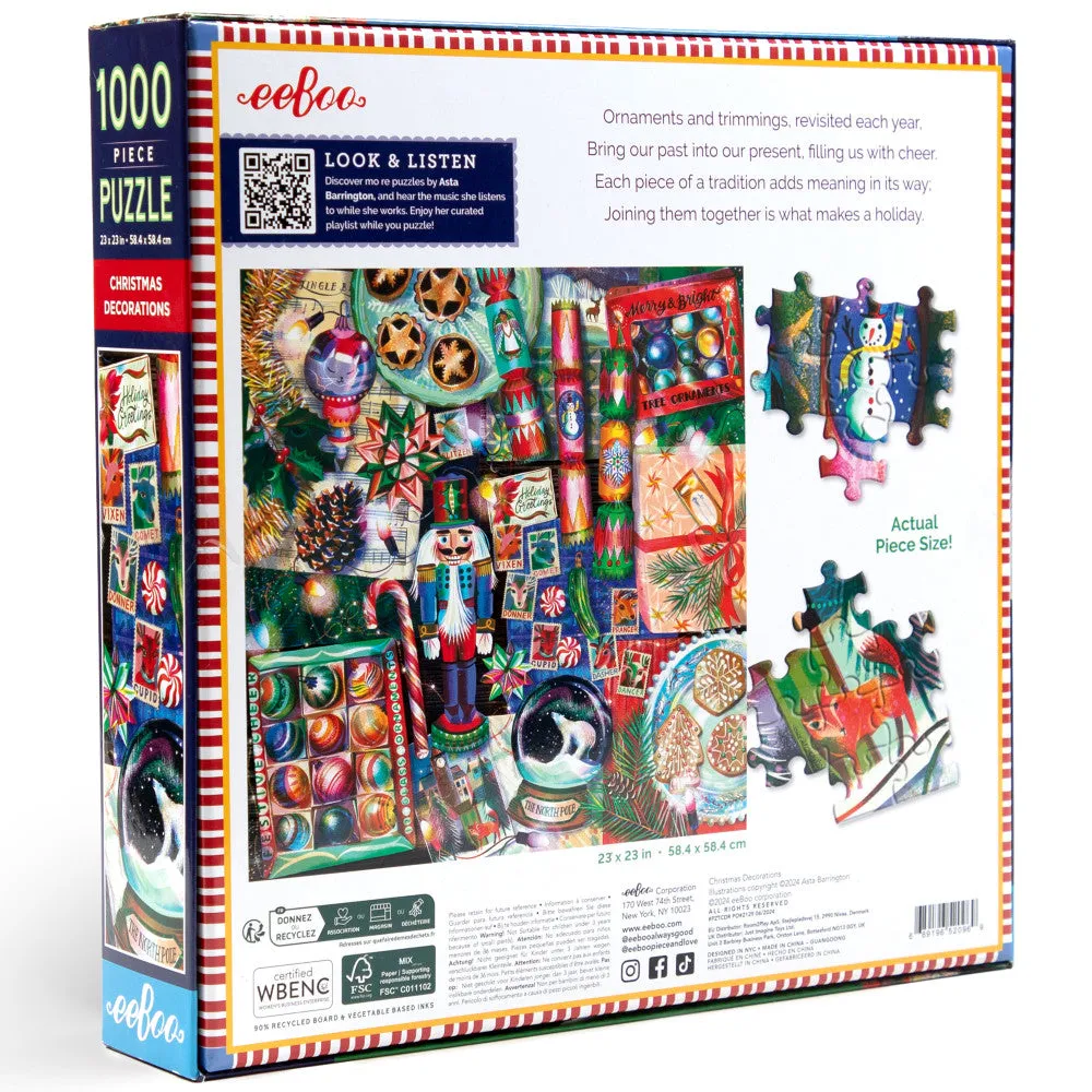 eeBoo Piece & Love Christmas Decorations Jigsaw Puzzle - 1000 pc
