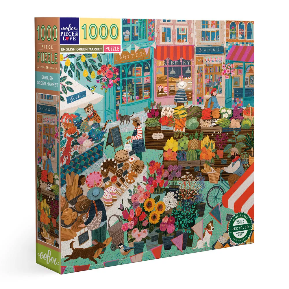 eeBoo Piece & Love English Green Market 1000-Piece Jigsaw Puzzle
