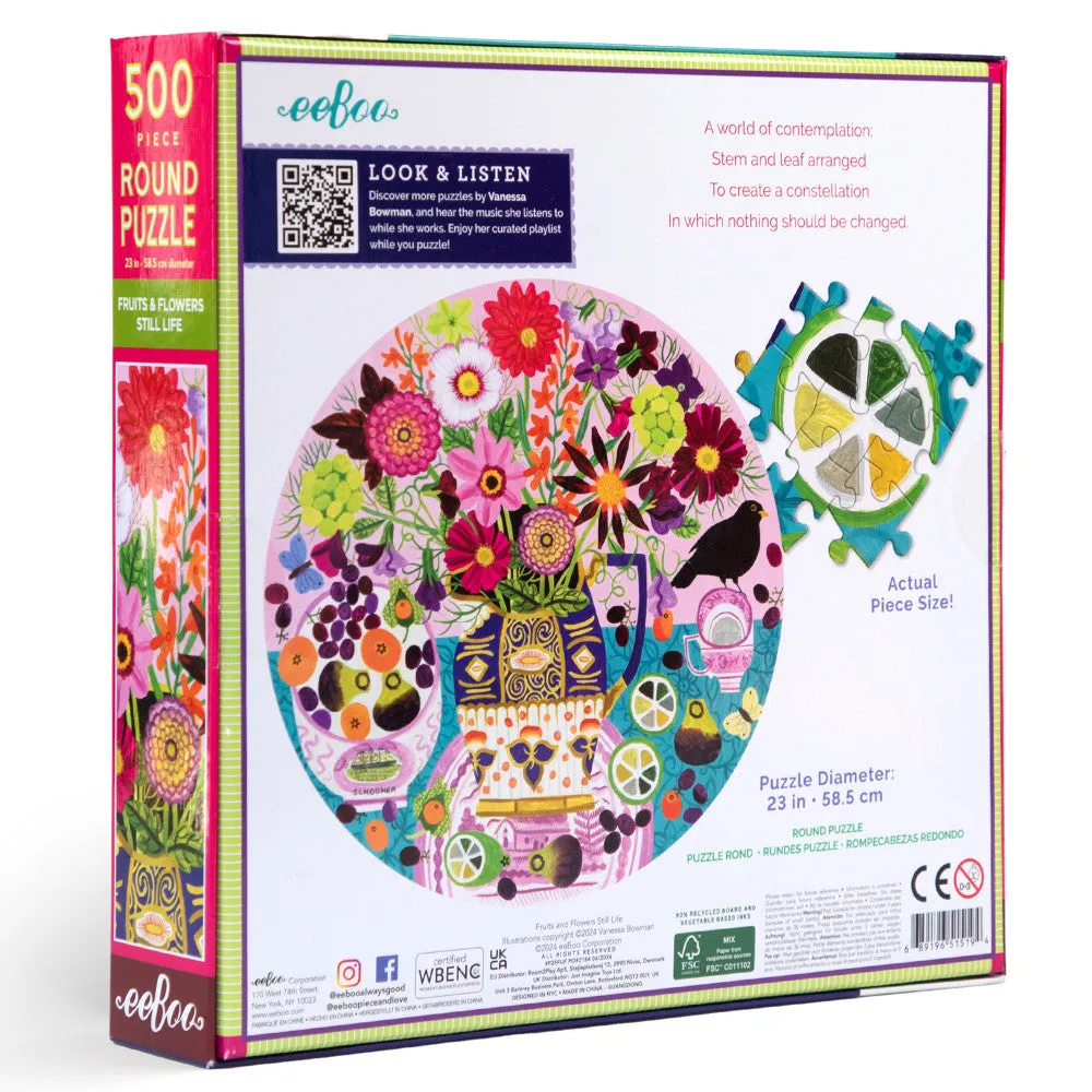 eeBoo Piece & Love Fruits & Flowers Jigsaw Puzzle - 500 pc