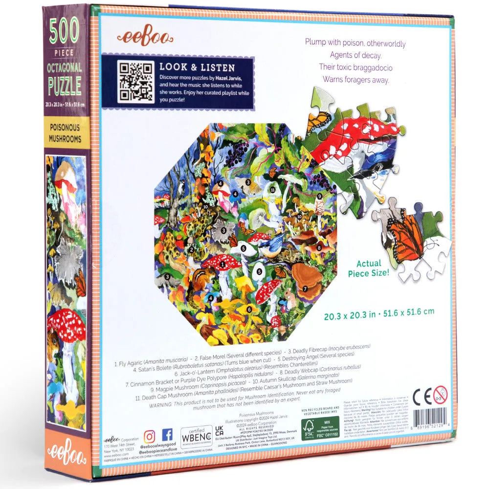 eeBoo Piece & Love: Poisonous Mushrooms Jigsaw - 500 pc
