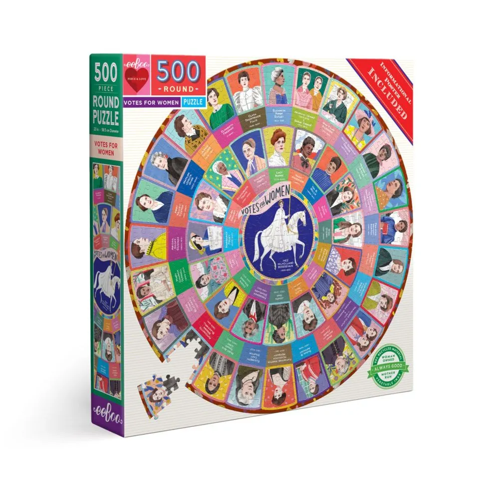eeBoo Piece and Love Votes for Women 500-Piece Circular Jigsaw Puzzle