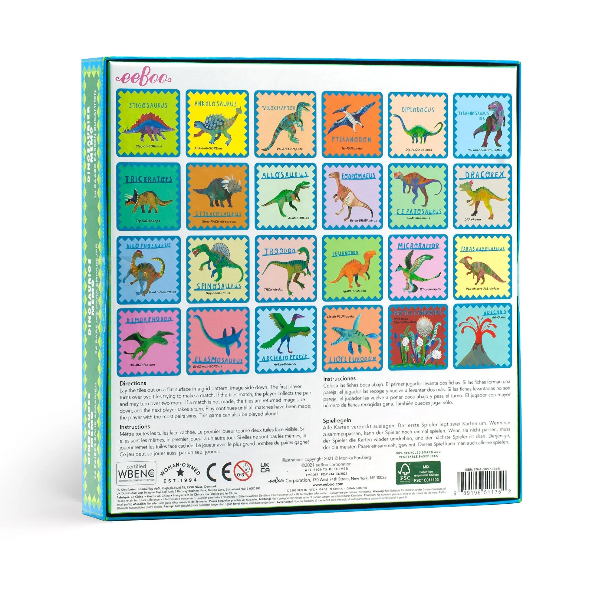 eeBoo Shiny Dinosaur Memory and Matching Game