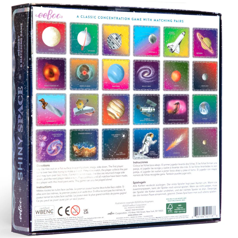 eeBoo Shiny Space Memory & Matching Game for Kids Ages 5 