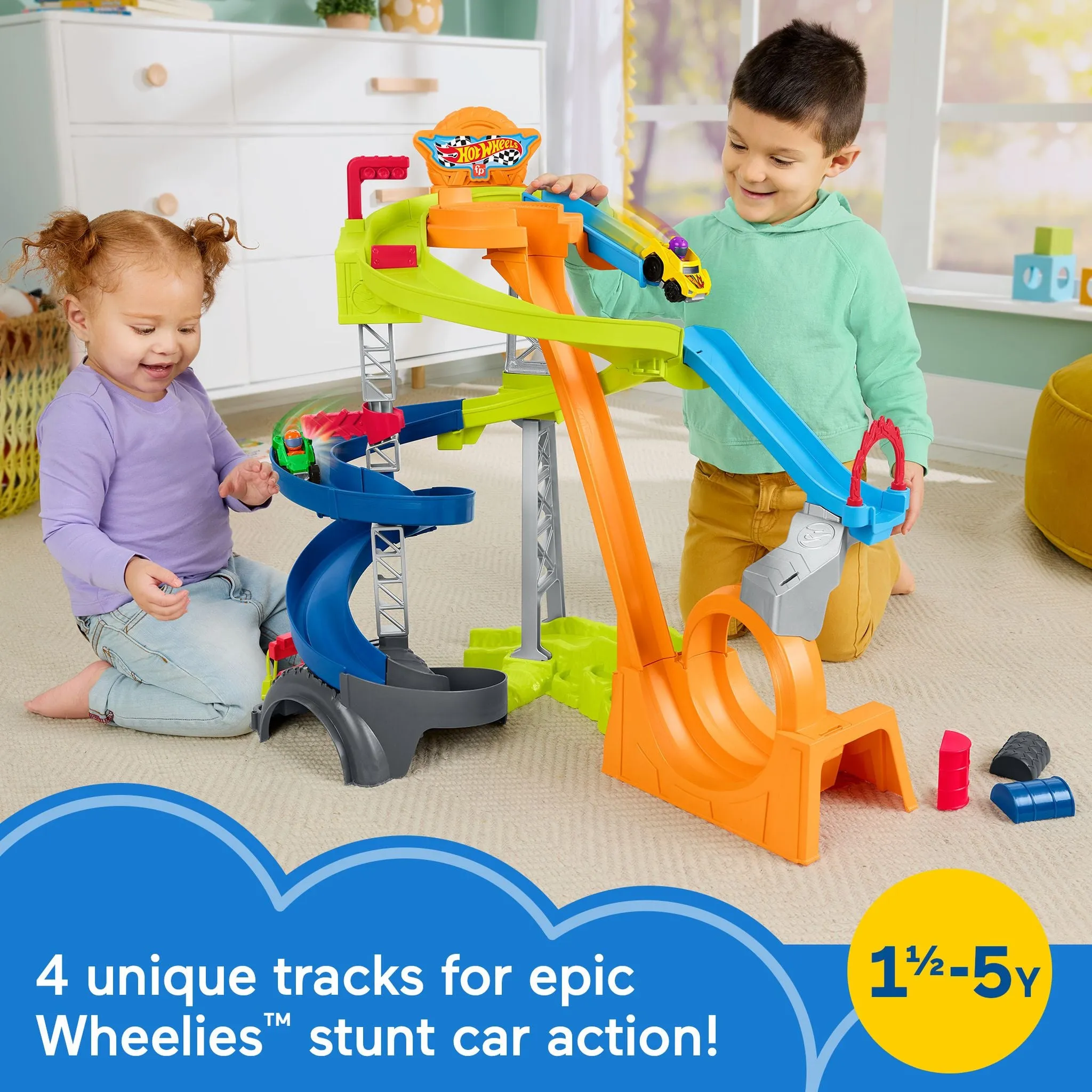 Fisher-Price Little People Hot Wheels Spiral Stunt Speedway