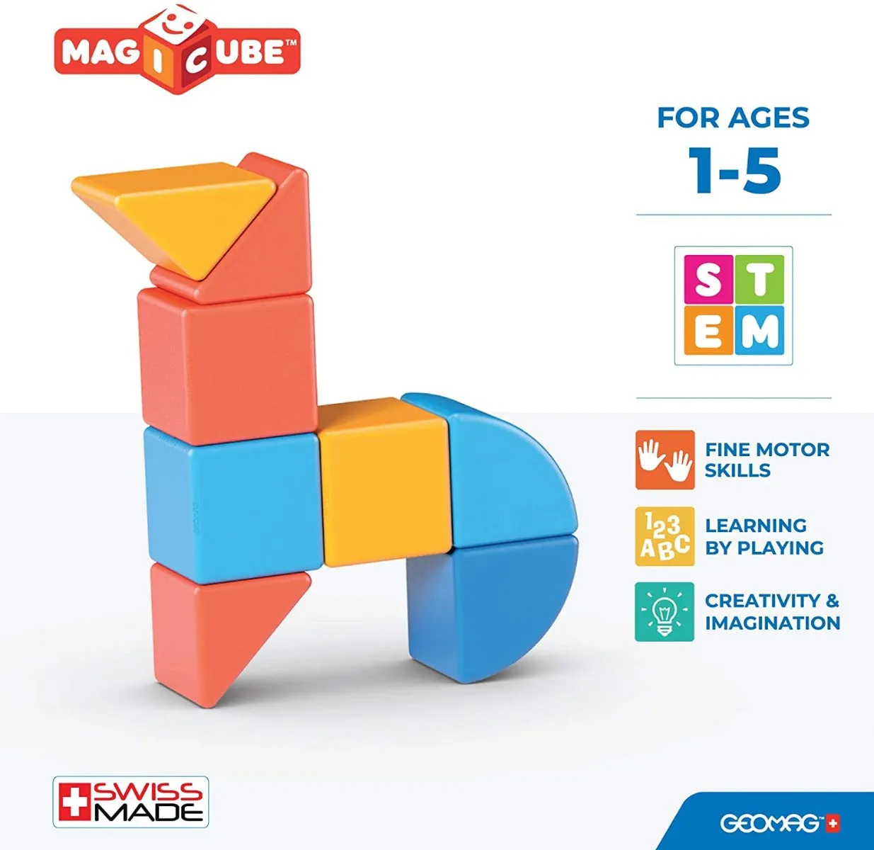 Geomag 201 MagiCube 3 Shapes Eco Animals 9 pcs Wise - Kids Toys