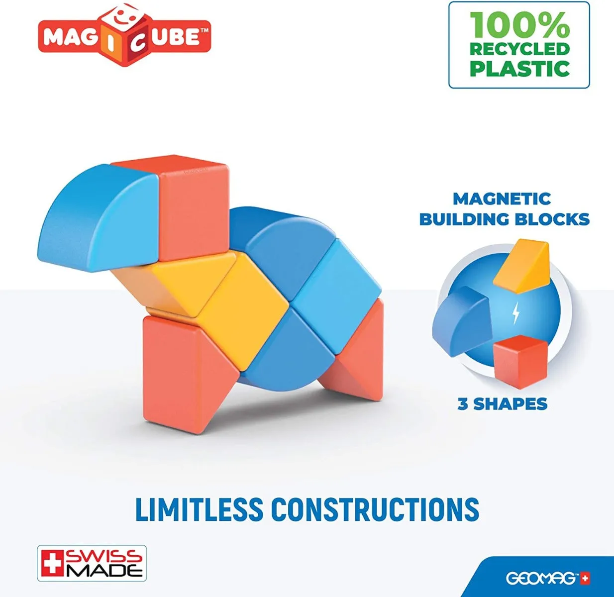 Geomag 201 MagiCube 3 Shapes Eco Animals 9 pcs Wise - Kids Toys
