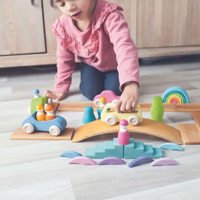 Grimm's | Coloured Wooden Cars | Slimline 5 Pieces