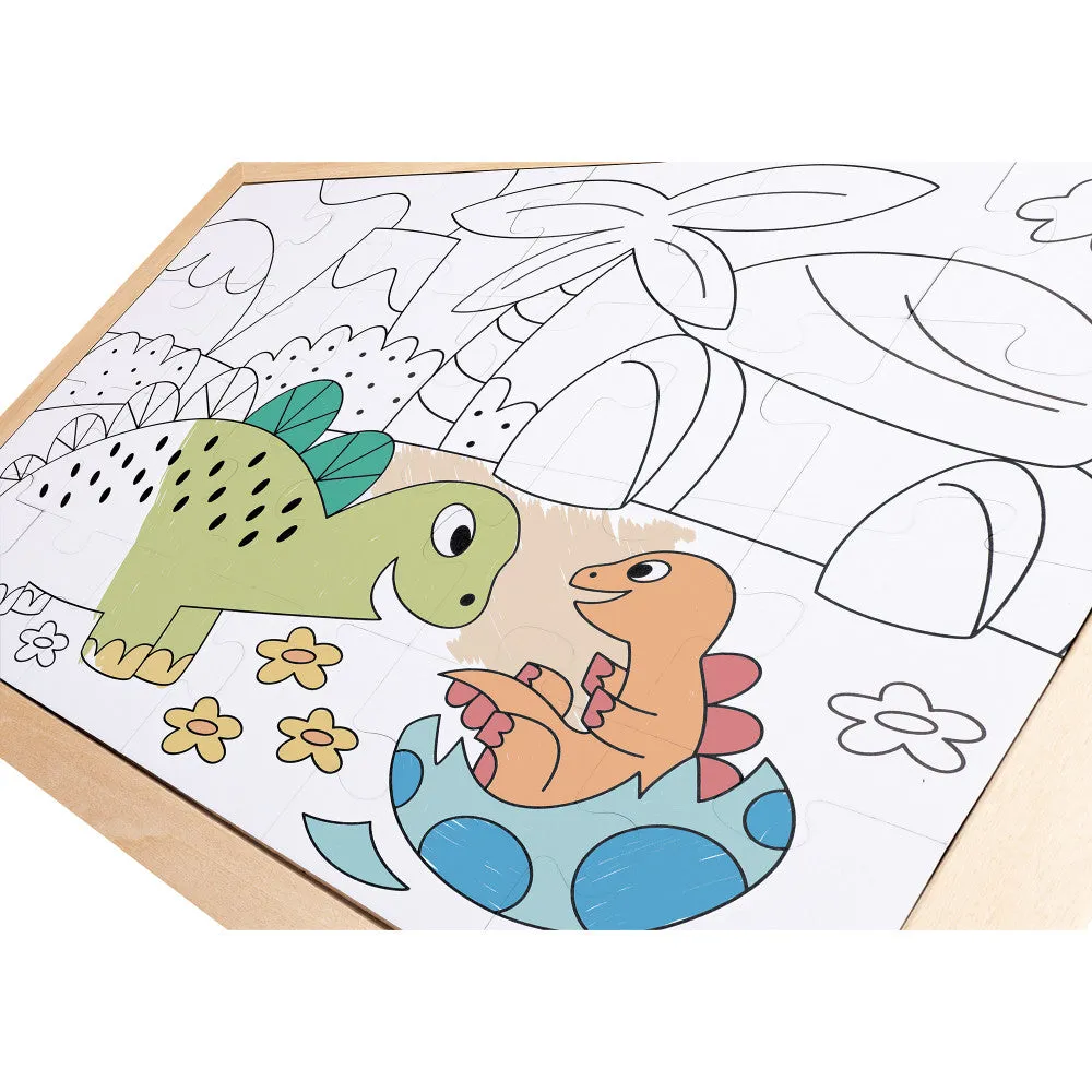 Hape Dino Double-Sided Coloring Jigsaw Puzzle - 24 pc