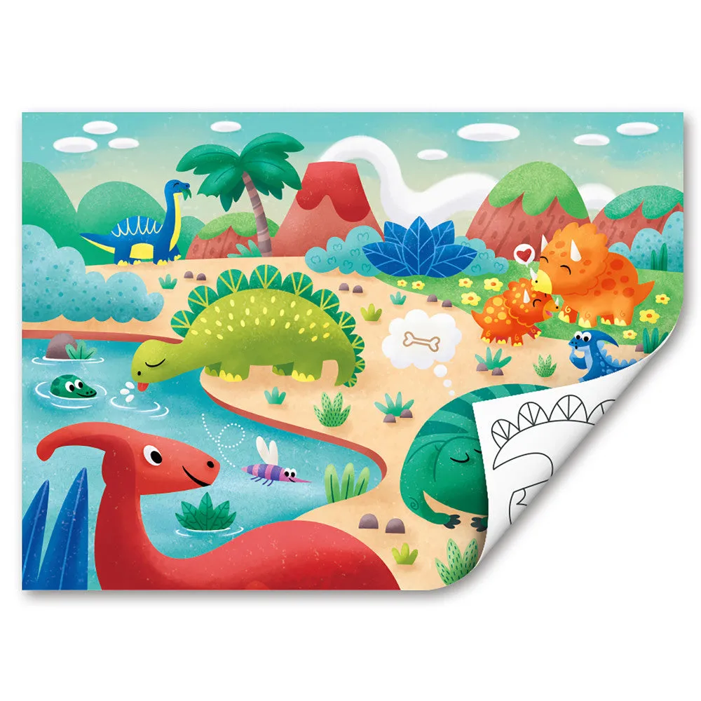 Hape Dino Double-Sided Coloring Jigsaw Puzzle - 24 pc