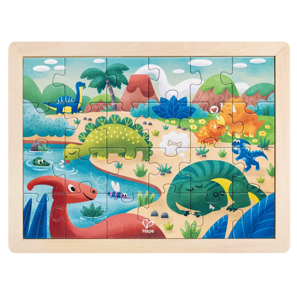 Hape Dino Double-Sided Coloring Jigsaw Puzzle - 24 pc