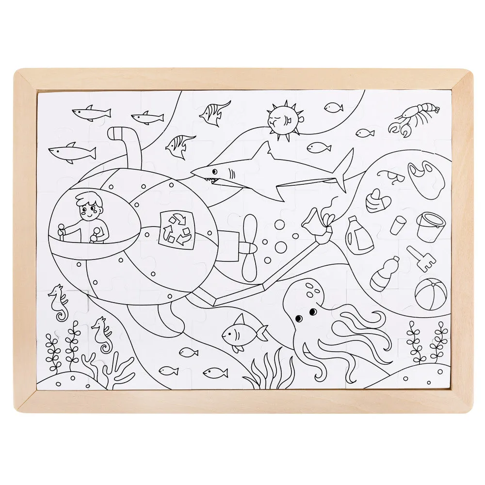 Hape Ocean Rescue 48pc Double-Sided Coloring Jigsaw Puzzle