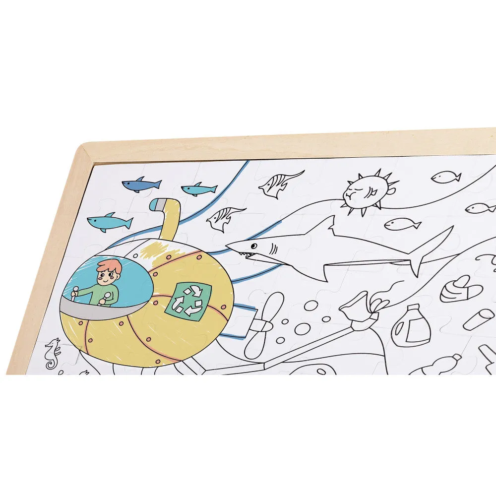 Hape Ocean Rescue 48pc Double-Sided Coloring Jigsaw Puzzle