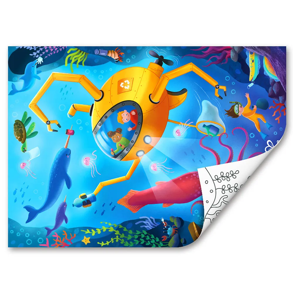 Hape Ocean Rescue 48pc Double-Sided Coloring Jigsaw Puzzle