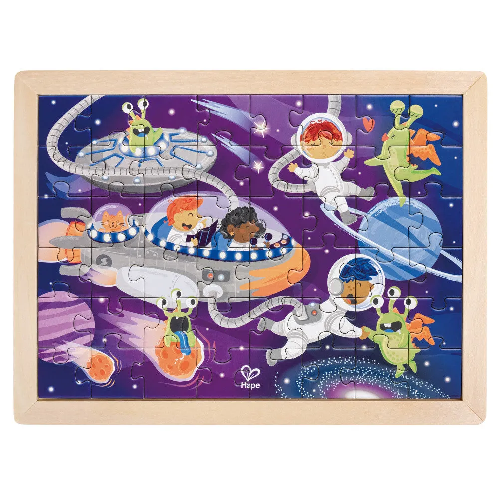 Hape Space Friends 48pc Double-Sided Coloring Jigsaw Puzzle