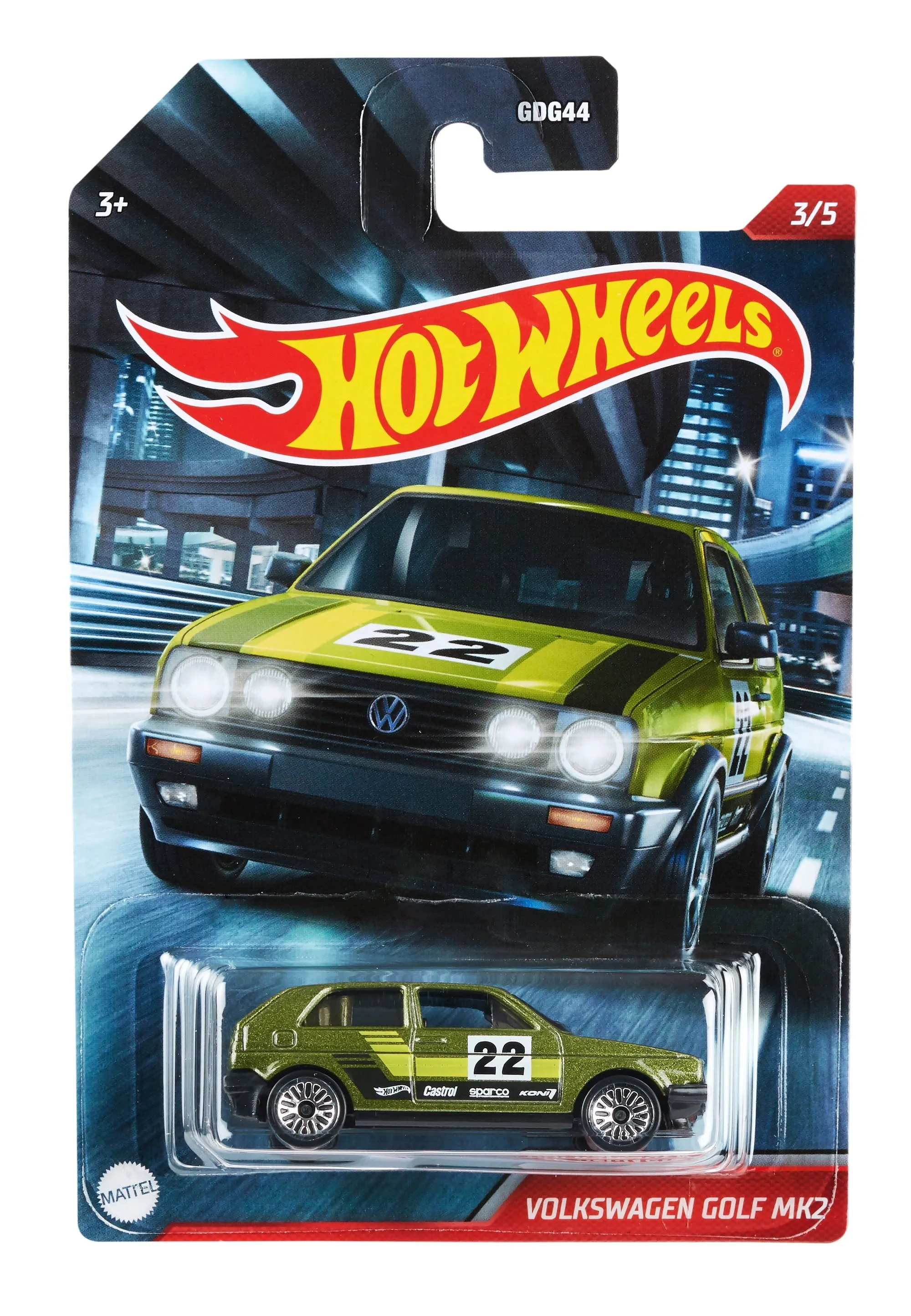 Hot Wheels Theme Automotive Vehicle Cult Racers 3/5 Volkswagen Golf Mk2