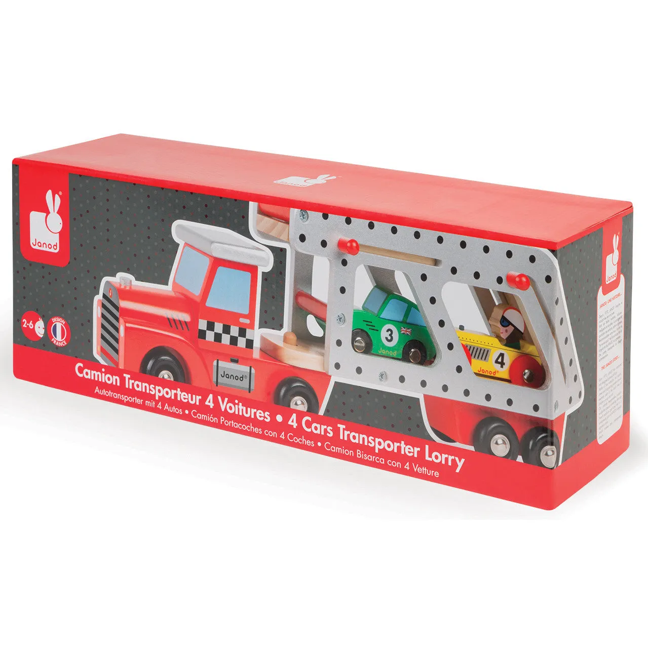 Janod Story 4 Cars Transporter Lorry