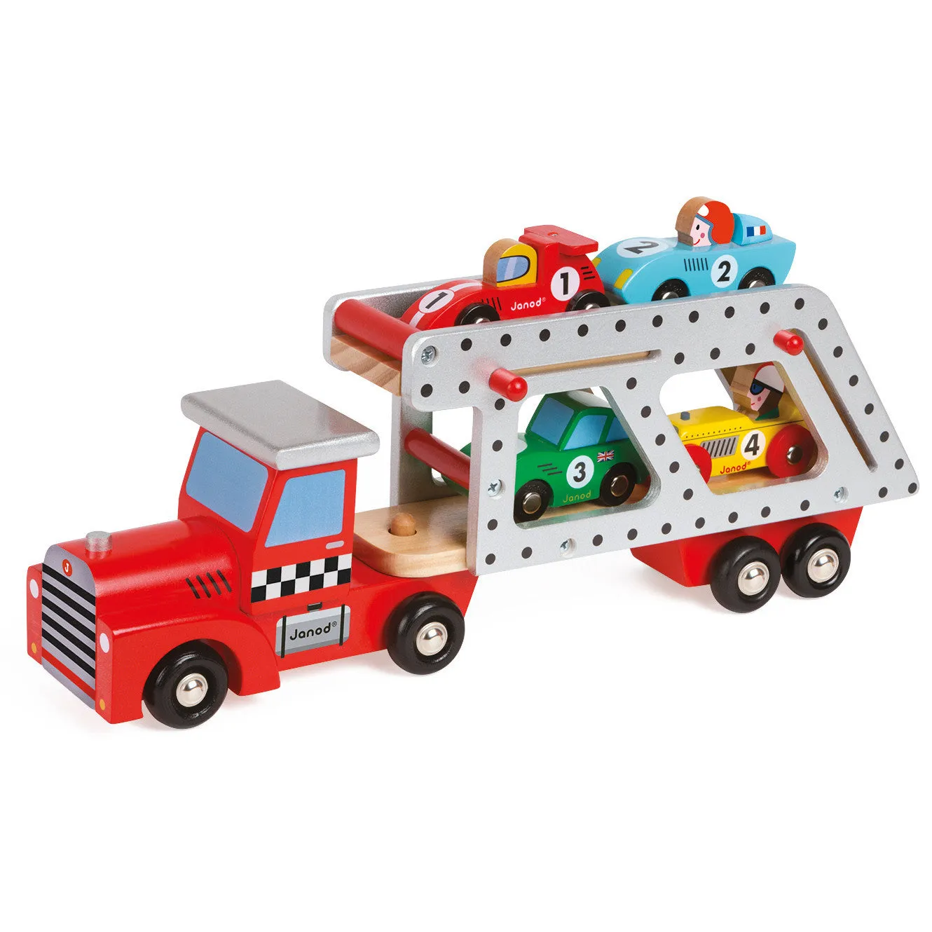 Janod Story 4 Cars Transporter Lorry