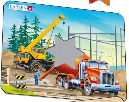 Larsen Construction Small Frame Tray Puzzle Cement Truck & Crane