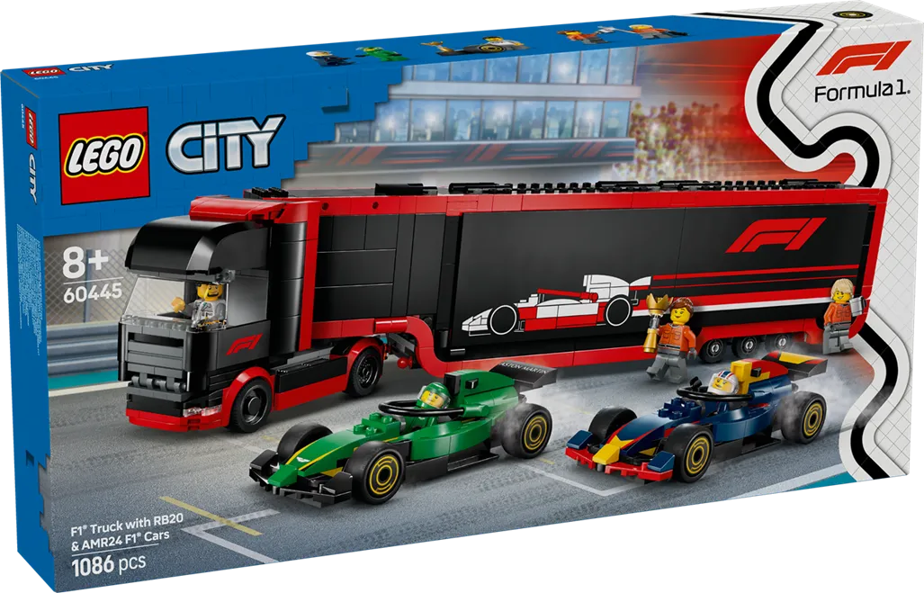 LEGO 60445 City F1 Truck with RB20 & AMR24 F1 Cars