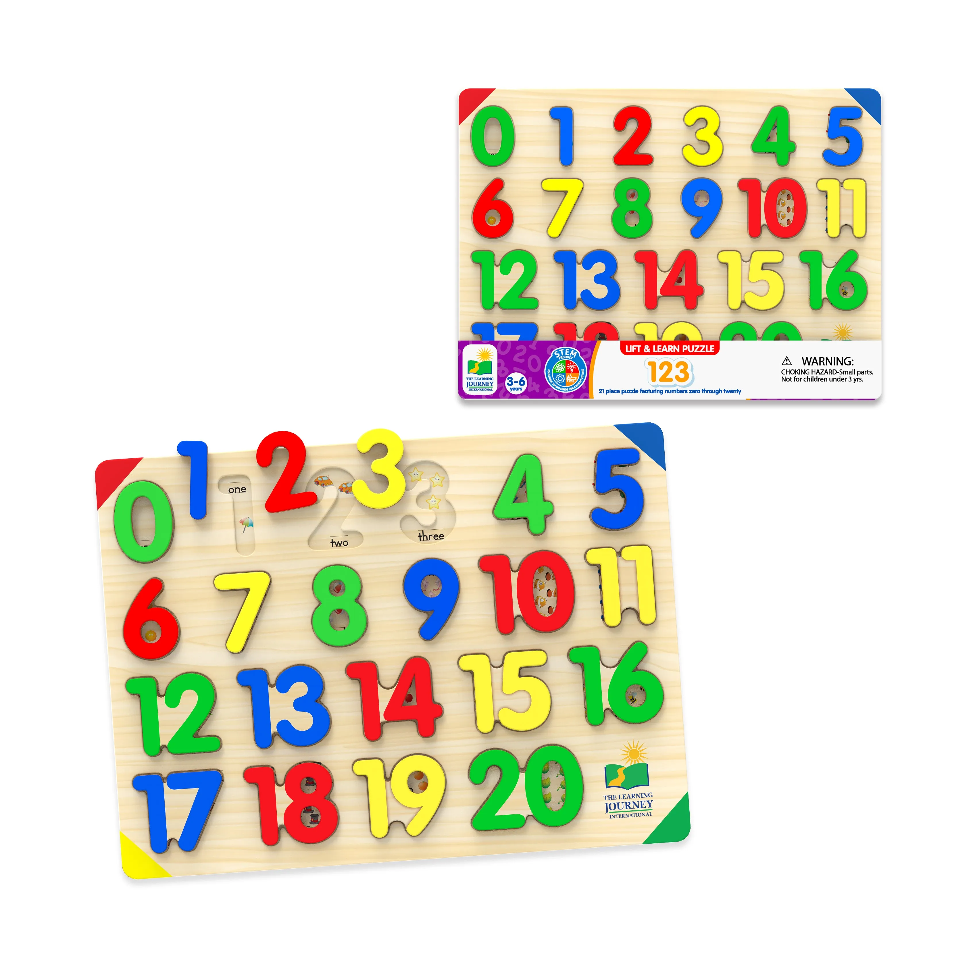 Lift & Learn Colorful Numbers Tray Puzzle - 21 pcs