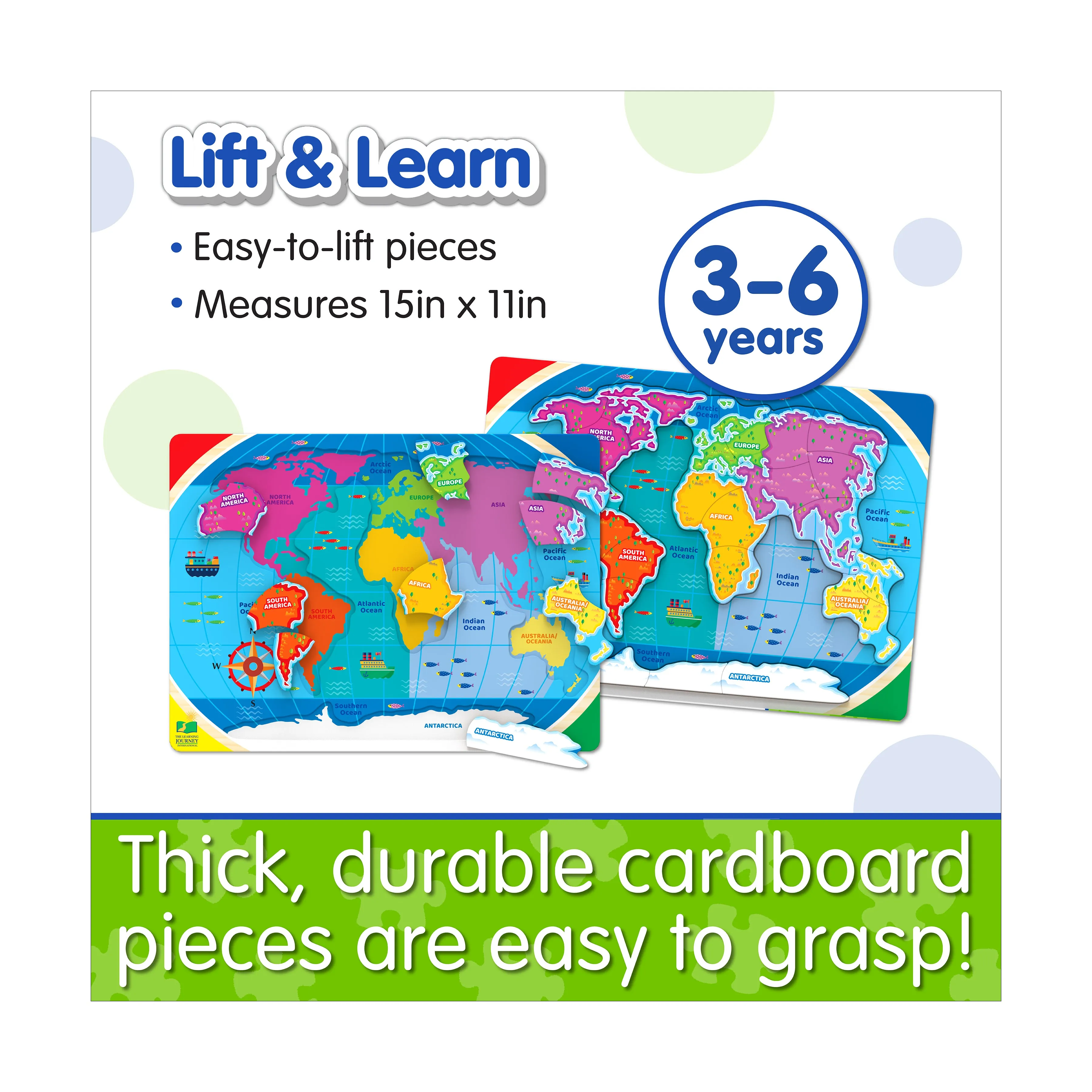 Lift & Learn Puzzle - Global Explorer - Continents & Oceans - 22 Pieces