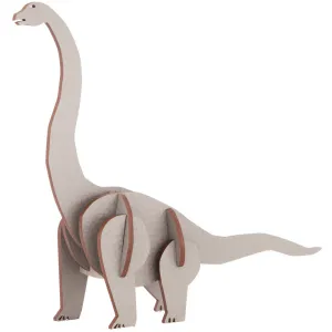 Little & Wood Brachiosaurus: Medium Grey 3D Wooden Dino Puzzle Kit